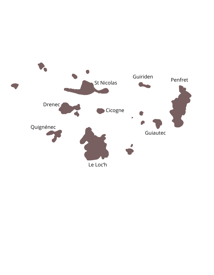 ile glénan carte vue sur les iles de l'archipel de Glénan, cartographie.