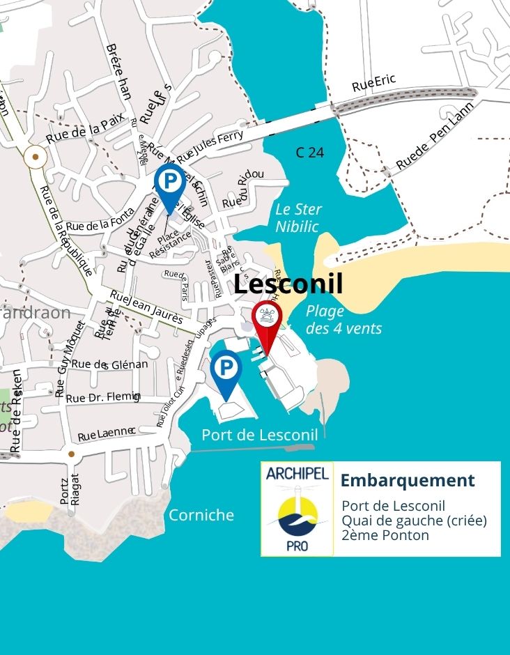 Port embarquement LESCONIL - ARCHIPEL PRO plan port d'embarquement Lesconil pour ARCHIPEL PRO